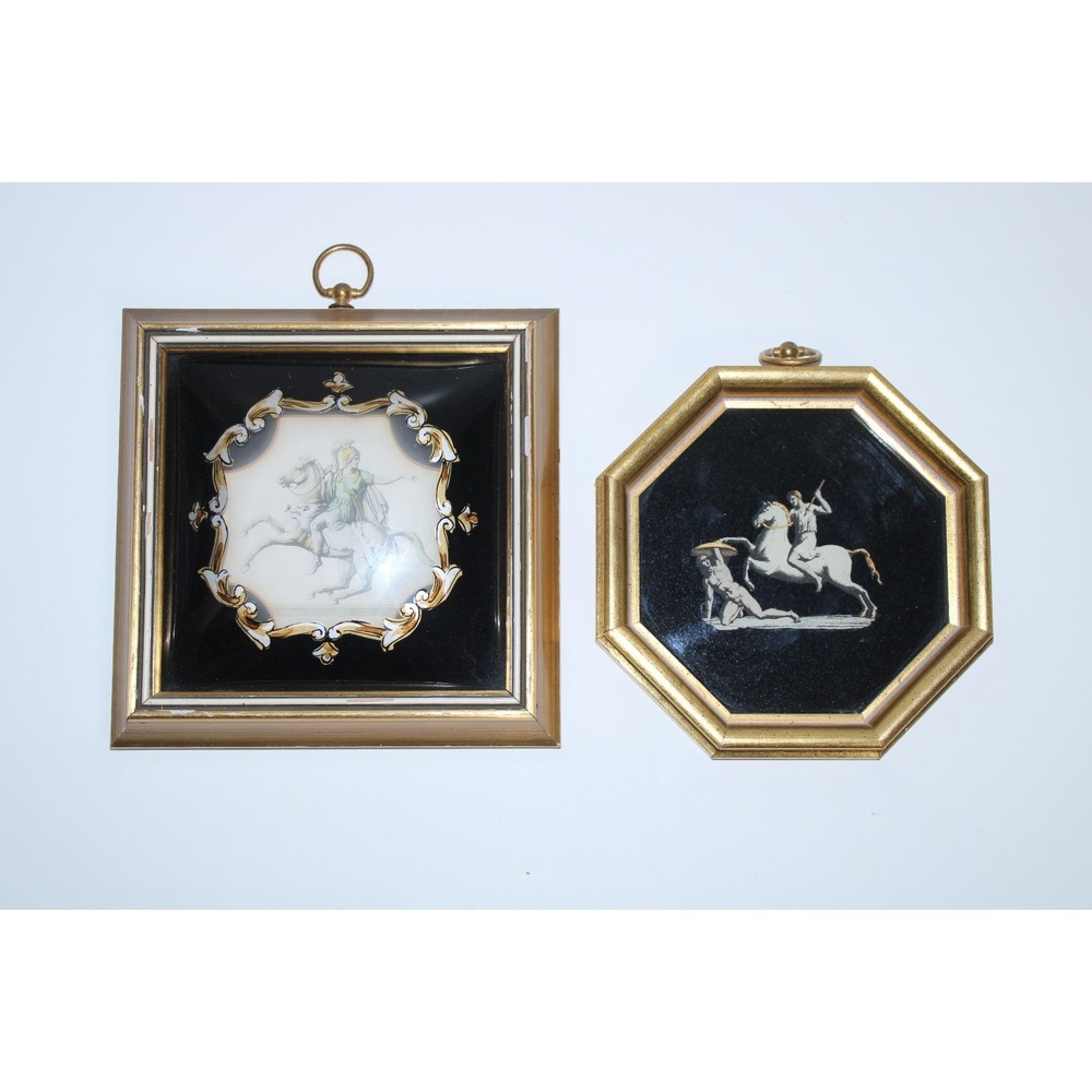 Sungott Art Studios NY Lot of 2 Limoges Cameo Framed Art Décor 8x8 and 7x7